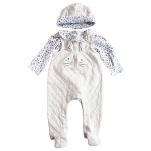 Dylan & Abby Baby Girl Bunny Overalls Top Hat Layette Easter Outfit Set 3-6M